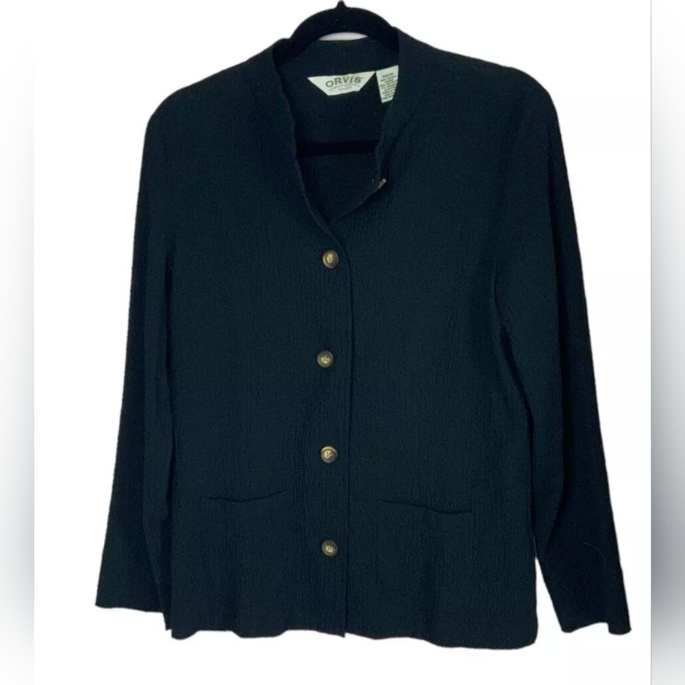 Orvis Mandarin Collar Button Down Size Medium - image 3